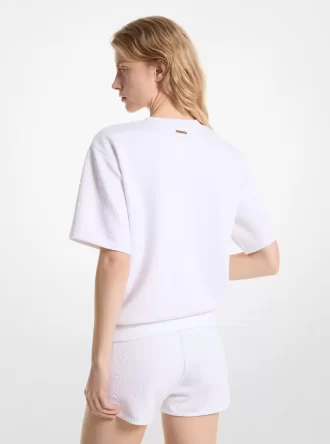 Sudadera de manga corta de punto jacquard con logotipo