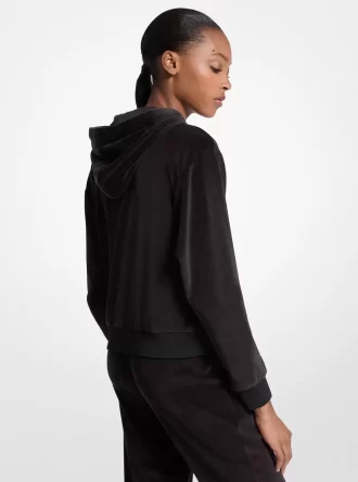 Sudadera de terciopelo con logo adornado