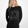 Suéter de mezcla de algodón con logotipo adornado Suéter de mezcla de algodón con logotipo adornado