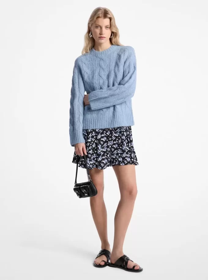 Suéter de punto trenzado de mezcla de nailon y alpaca
