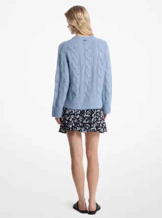 Suéter de punto trenzado de mezcla de nailon y alpaca