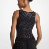 Top corto de tirantes de viscosa elástica con tachuelas Top corto de tirantes de viscosa elástica con tachuelas