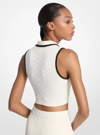 Top corto técnico de punto jacquard con logo