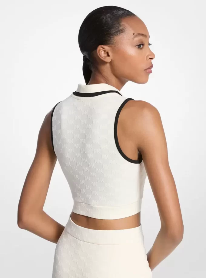 Top corto técnico de punto jacquard con logo