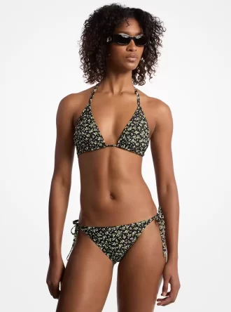 Top de bikini de nailon elástico con estampado floral