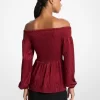 Top de hombros descubiertos con jacquard de moiré fruncido Top de hombros descubiertos con jacquard de moiré fruncido