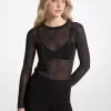 Top de malla adornado