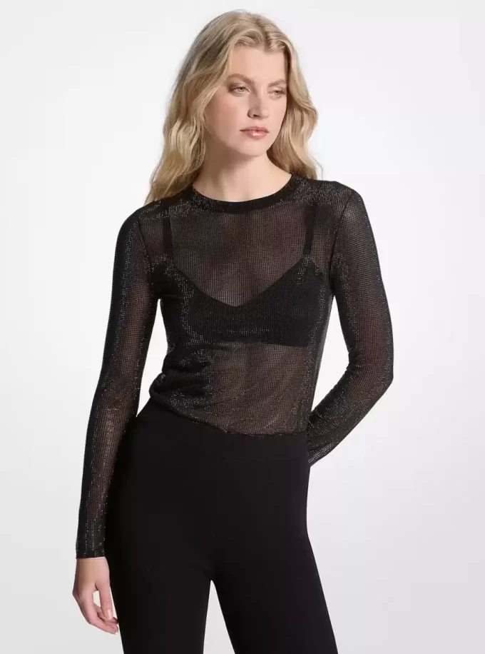 Top de malla adornado
