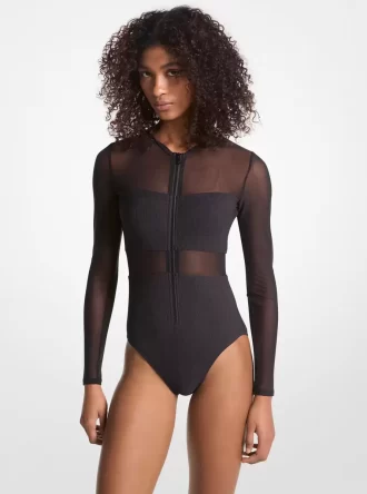Traje de baño con cremallera de nailon elástico
