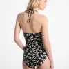 Traje de baño de nailon elástico con estampado floral Traje de baño de nailon elástico con estampado floral