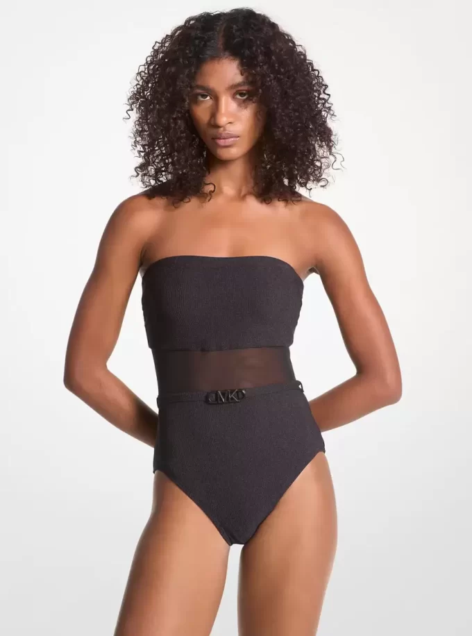 Traje de baño sin tirantes con cinturón de nailon elástico
