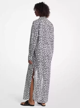 Vestido camisero de algodón con estampado floral