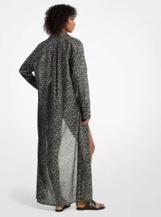 Vestido camisero de algodón con estampado floral