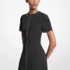 Vestido camisero de crepé elástico con tachuelas