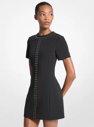 Vestido camisero de crepé elástico con tachuelas
