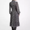 Vestido camisero de georgette con estampado floral y fruncido