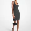 Vestido camisero de punto acanalado metalizado