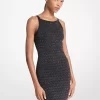 Vestido camisero de tirantes con jacquard y logo metálico