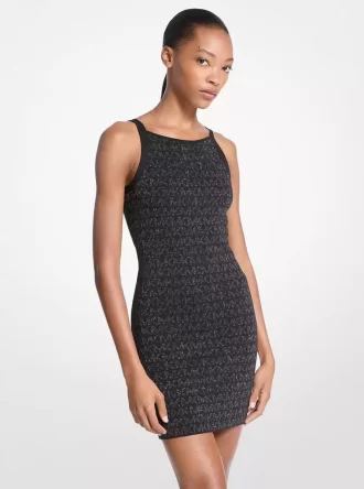 Vestido camisero de tirantes con jacquard y logo metálico