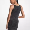 Vestido camisero de tirantes con jacquard y logo metálico