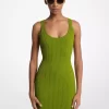 Vestido camisero de viscosa elástica acanalada