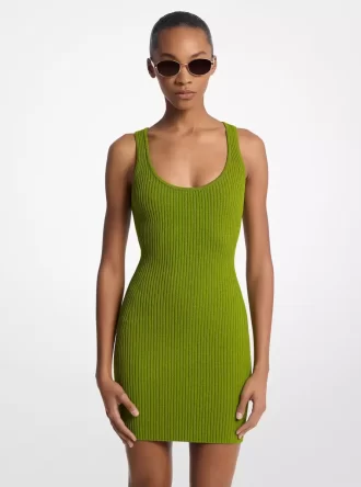 Vestido camisero de viscosa elástica acanalada