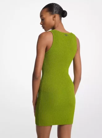 Vestido camisero de viscosa elástica acanalada