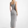 Vestido camisero fruncido de mezcla de lana elástica