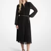 Vestido camisero plisado de georgette