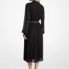 Vestido camisero plisado de georgette