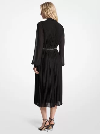 vestido camisero plisado de georgette 2 330x444 - Vestido camisero plisado de georgette