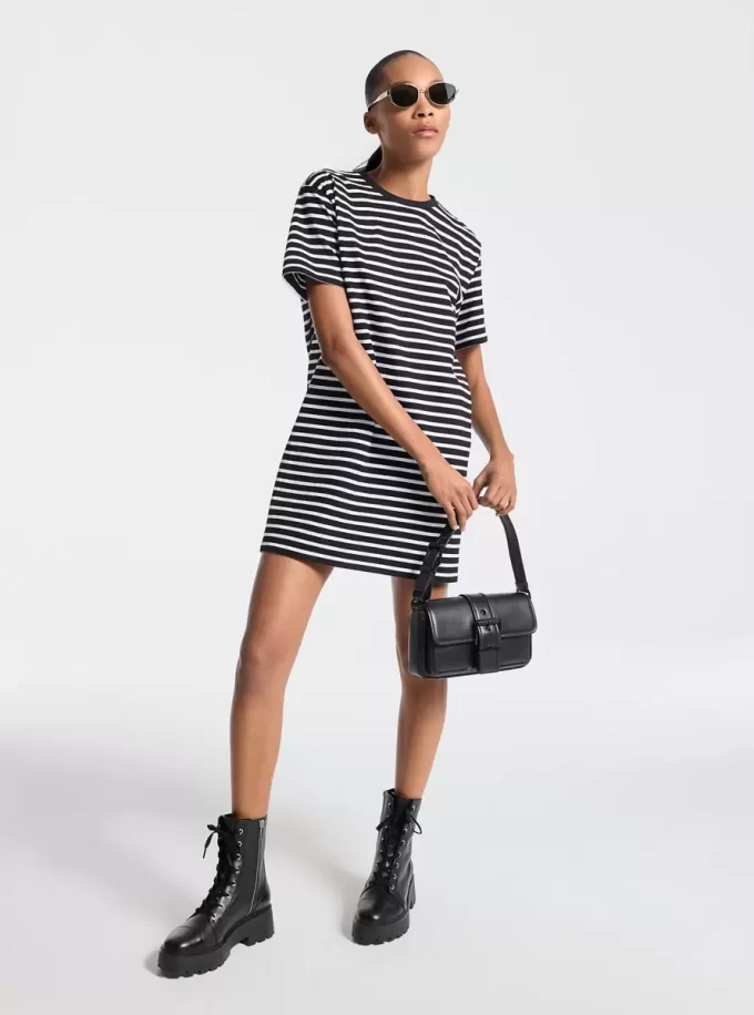 Vestido camiseta de algodón a rayas