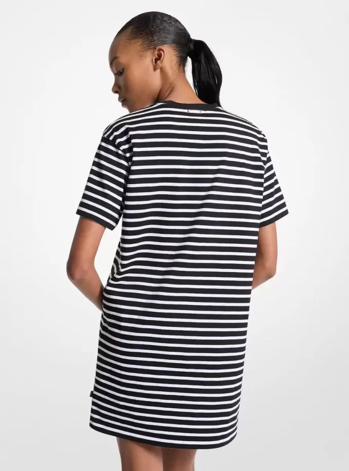 Vestido camiseta de algodón a rayas