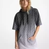 Vestido con capucha de algodón de rizo y logo de la firma Ombré Vestido con capucha de algodón de rizo y logo de la firma Ombré