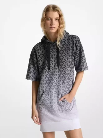 Vestido con capucha de algodón de rizo y logo de la firma Ombré
