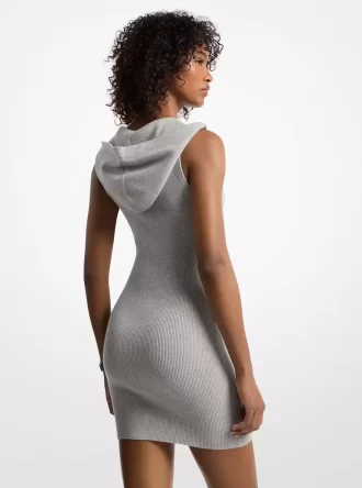 Vestido con capucha de viscosa elástica acanalada