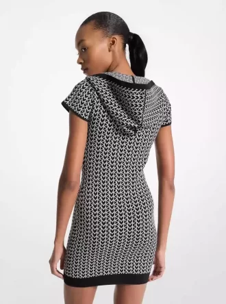Vestido con capucha y estampado jacquard con el logo MK2000