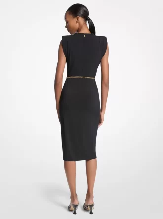 Vestido con cinturón de punto elástico mate