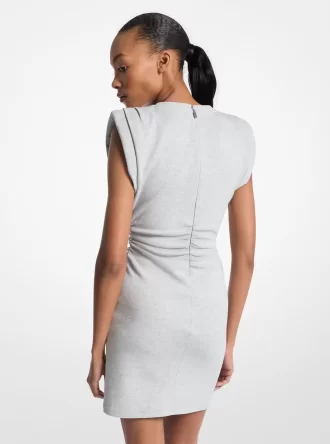 Vestido corto fruncido de mezcla de algodón