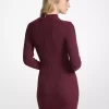 Vestido de cuello alto de lana elástica acanalada