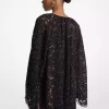 Vestido de encaje floral con cuello en V y tachuelas