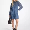 Vestido de georgette con estampado cachemir metalizado
