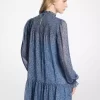 Vestido de georgette con estampado cachemir metalizado