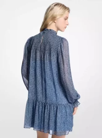 Vestido de georgette con estampado cachemir metalizado