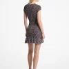 Vestido de georgette con estampado floral fruncido