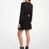 Vestido de manga larga de georgette fruncido
