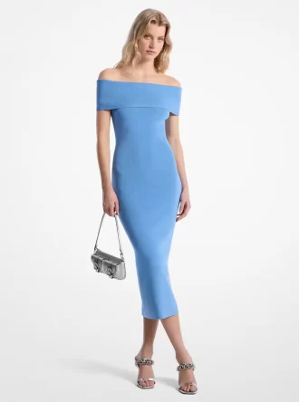 Vestido de punto elástico con hombros descubiertos