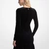 Vestido de terciopelo elástico fruncido Vestido de terciopelo elástico fruncido