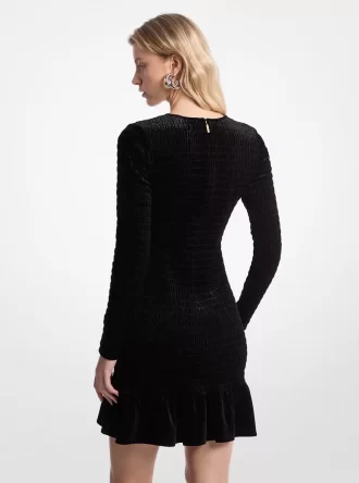 Vestido de terciopelo elástico fruncido
