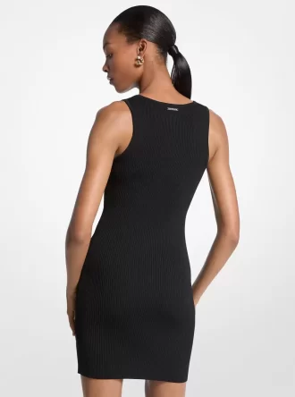 Vestido de tirantes de mezcla de viscosa acanalada
